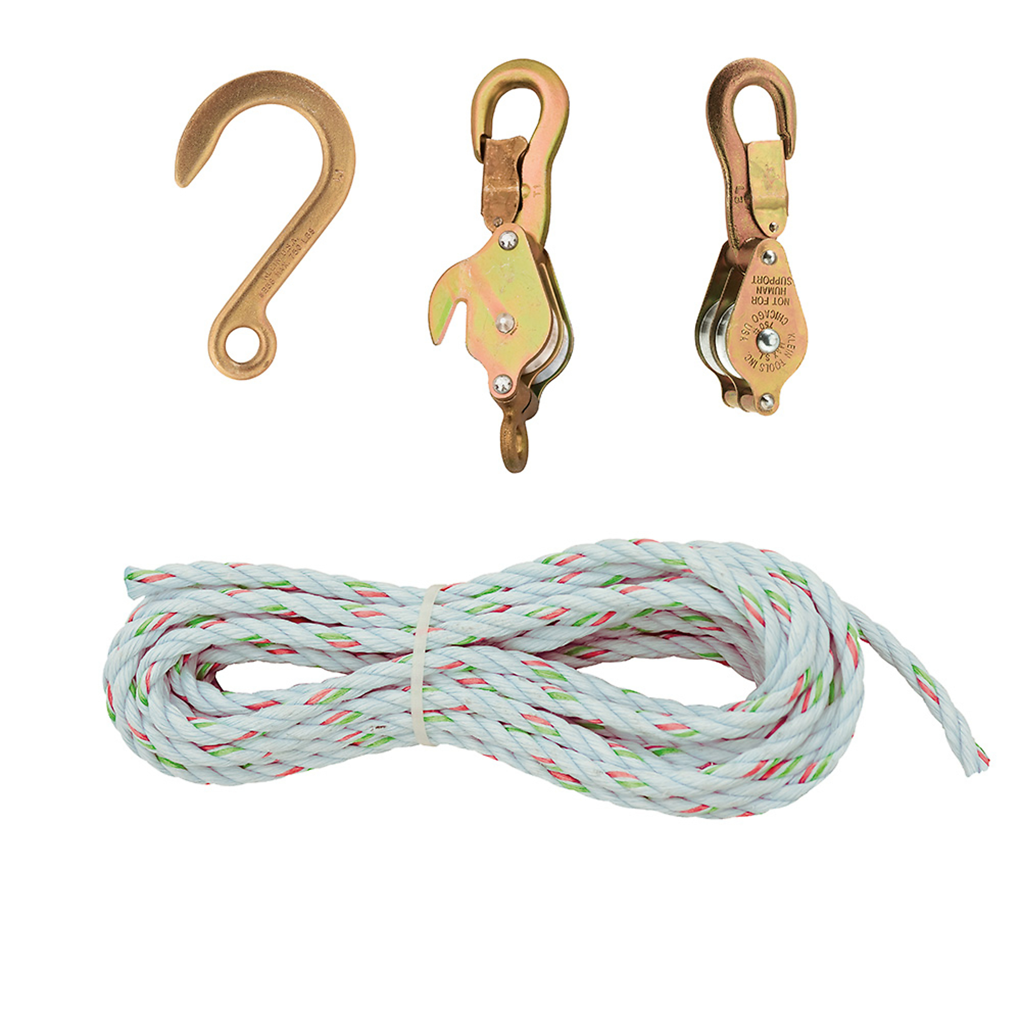 Klein Tools, Block and Tackle with Anchor Hook Cat. No. 258 Load Capacity 750 lb, Material Multiple, Model# 1802-30
